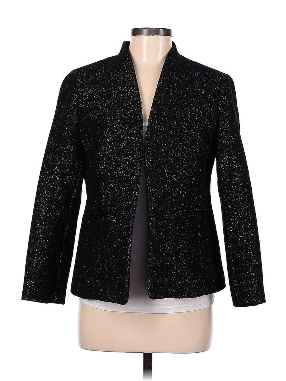 J. Crew Women's Black Sparkle Open-Front Blazer